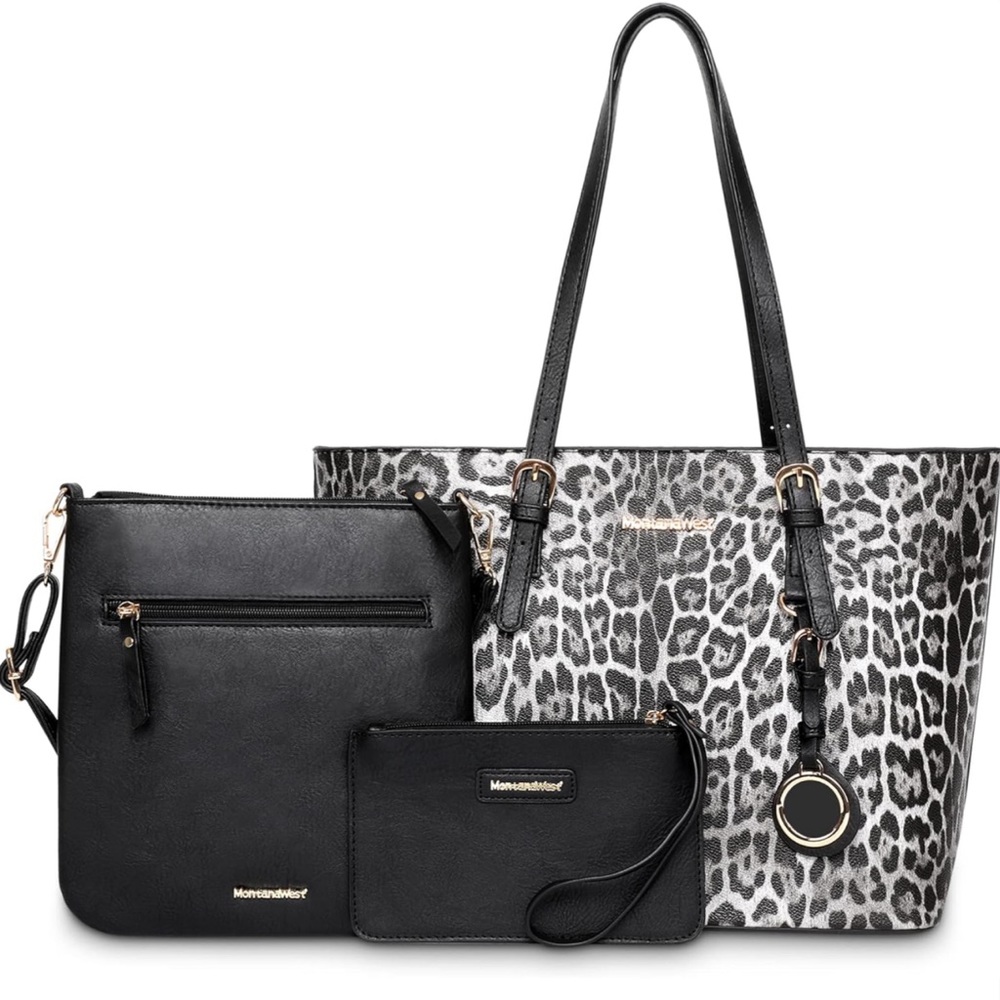 B&W Montana West Fashion 3 pcs Handbag Set girafe Print Tote Bag Conceal Car… - Picture 1 of 5